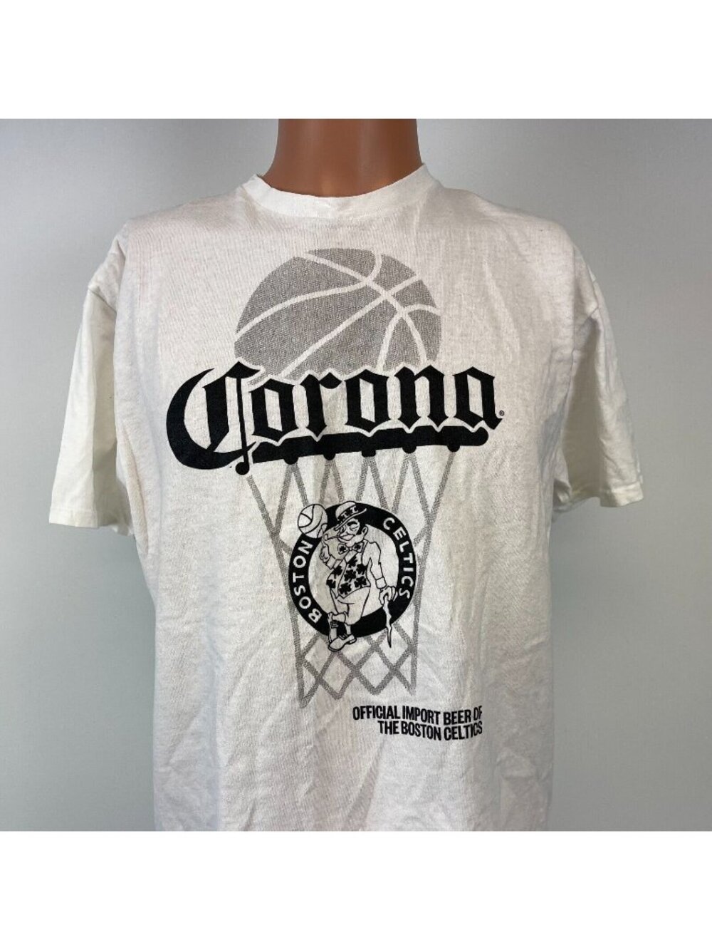 Boston Celtics Corona T Shirt Mens Size XL White NBA Basketball Beer Promo